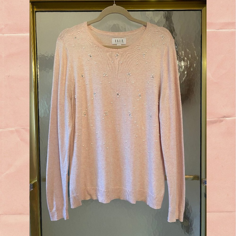 Elle | Embellished Blush Pink Sweater XL